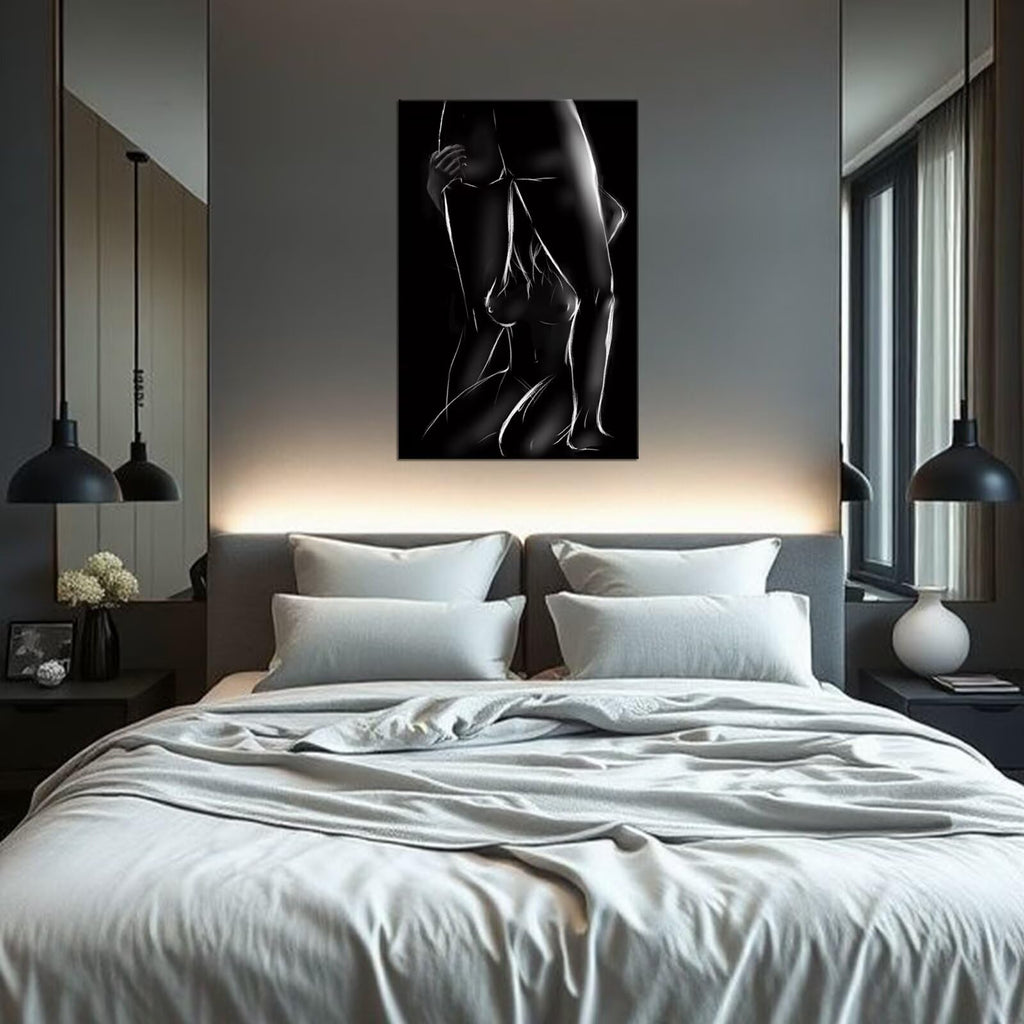 Black and White Sexy Woman and Man Canvas Wall Art Hotel Bathroom Apartment Room Decor Nude Pictures Abstract Prints