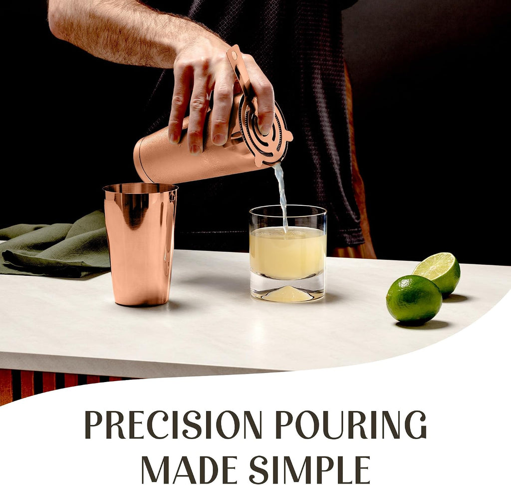 Cocktail Shaker Set Boston Shaker, Strainer and Japanese Jigger, Portable Bar Set Bartending (Copper)