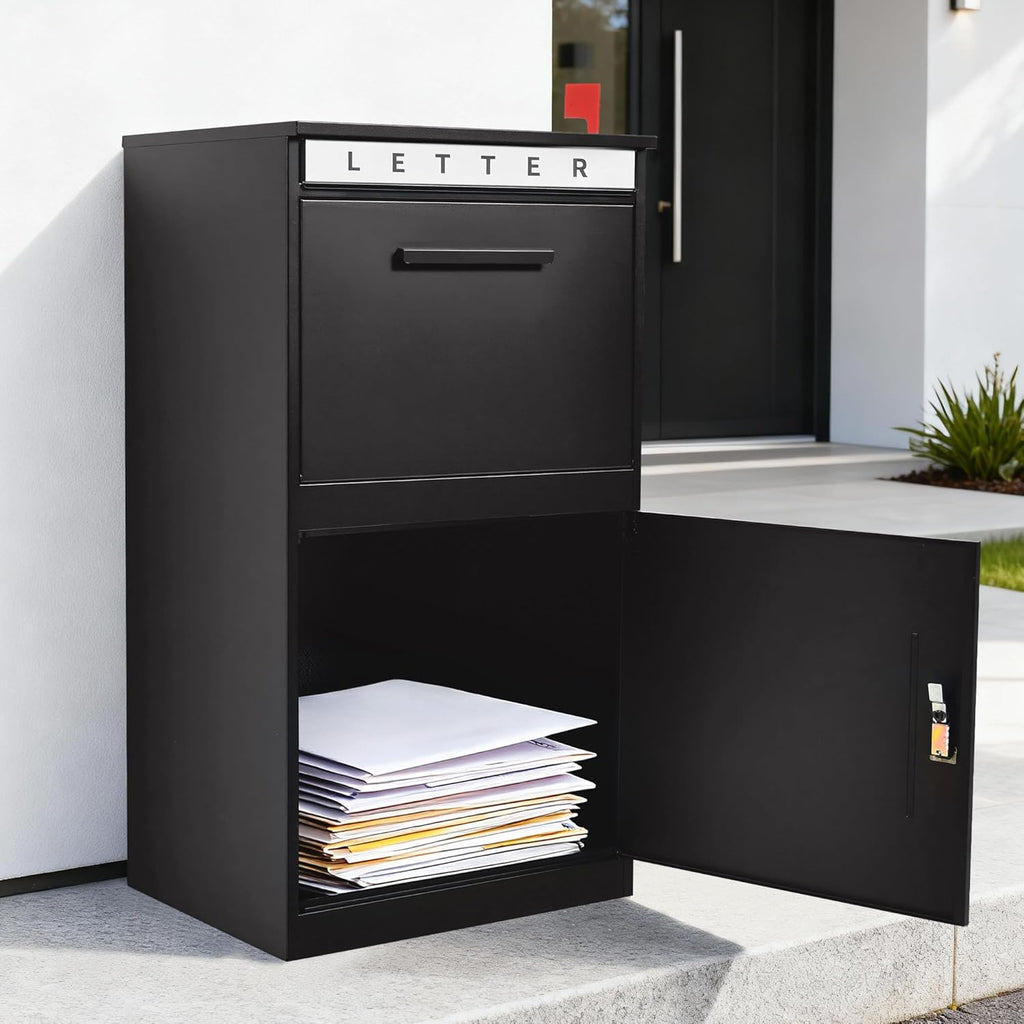 35" H Large Package Delivery Box with Password Lock, Mail Slot