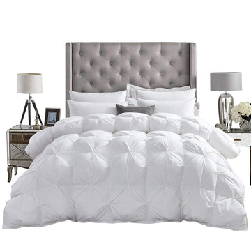 1 Piece Pinch Pleated Comforter Premium 1000 Thread Count 100% Egyptian Cotton Super Soft (King/California King Size