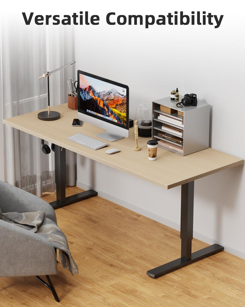 Universal 55 x 28 One-Piece Solid Wood Table Top, 1" Thick Desktop for Stand Up Height Adjustable Desk Frames, Home