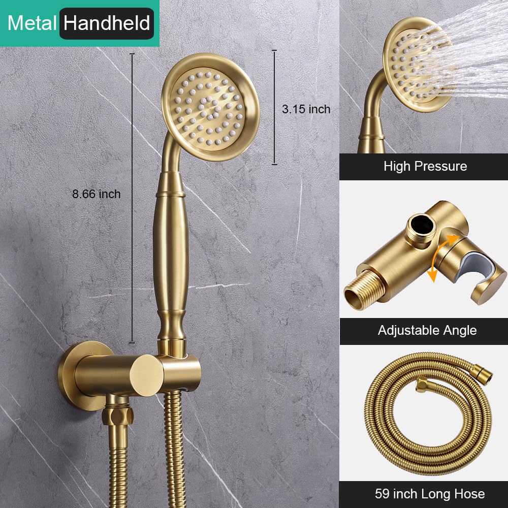 Dual Rain Shower Head System with Handheld Antique Faucet Set