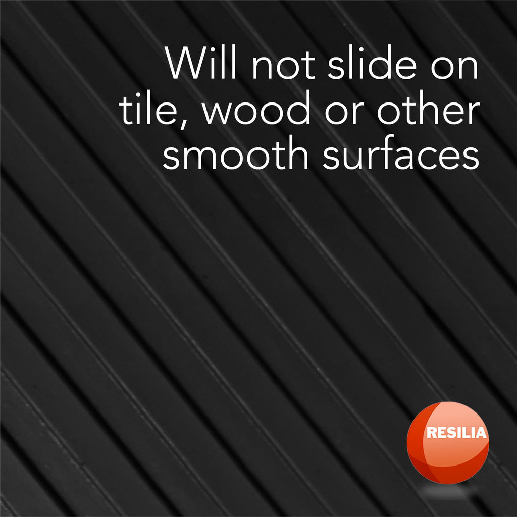 Black Plastic Floor Runner - Embossed Wide Rib Waterproof Vinyl, Heavy Duty Protector Mat for Indoor Hardwood, Hard