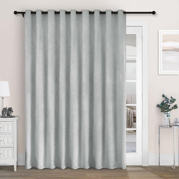 100" Wx84 L Medium Gray Full Blackout Curtains for Sliding Door, Thermal Insulated Drapery Bedroom Windows Patio