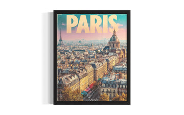Paris, France Unframed Print Poster, Europe Vintage City Retro Photography Skyline Travel Bedroom Bathroom Living