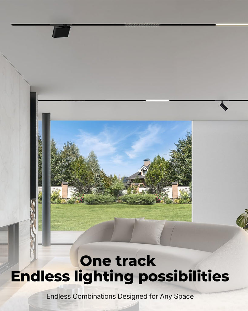 Magnetic Track Light Rails, Pre-Ceiling Recessed Mount Aluminum Track