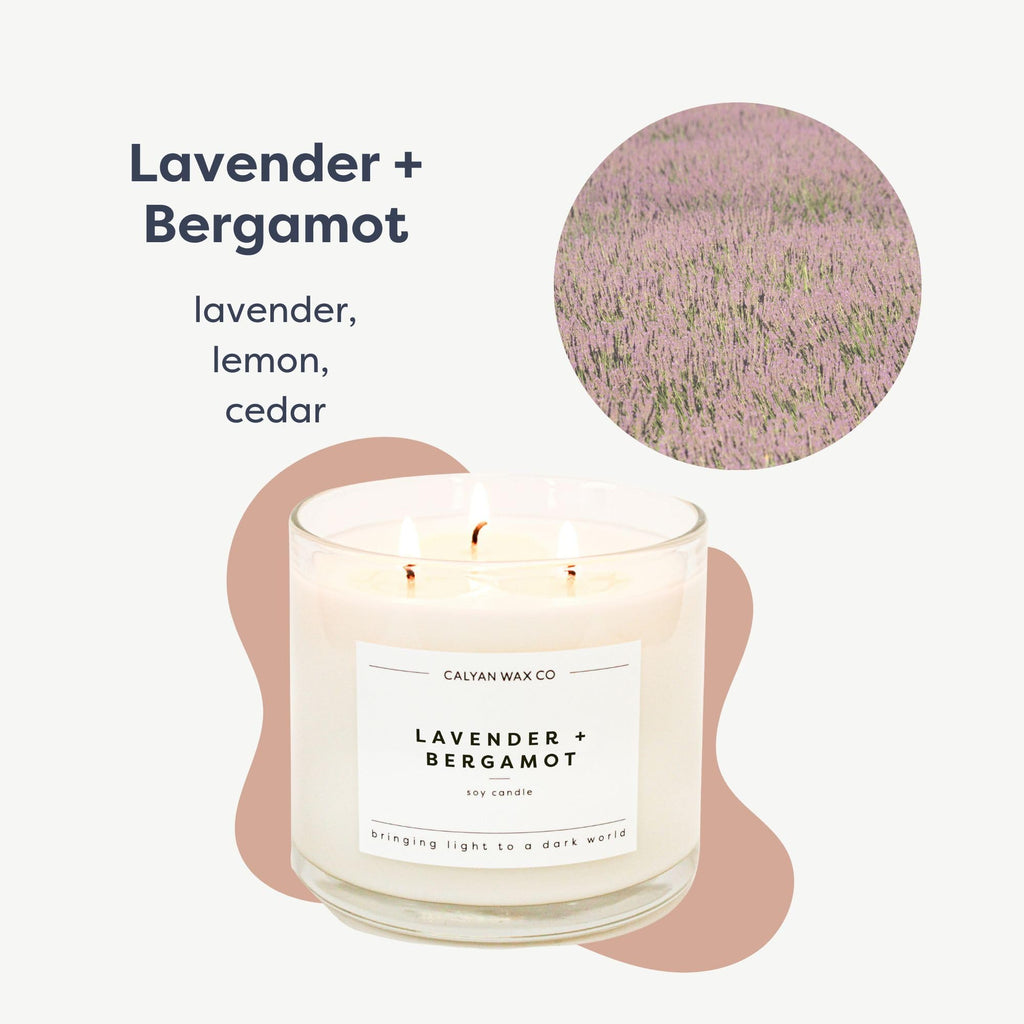 Lavender & Bergamot 3 Wick Scented Candle - 43 Hour Burn