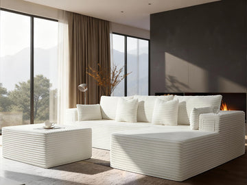 108" Cloud Sectional Couch, Comfort U Shaped Boneless Couch, Extra Deep Seats No Assembly, Minimalist Modular Sofa