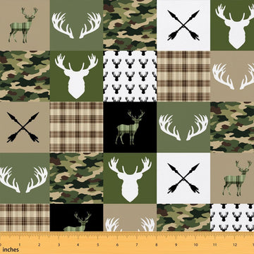 Hunting Deer Green Camo Fabric by The Yard