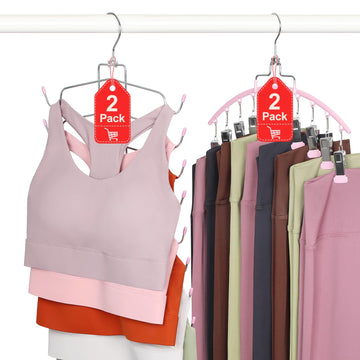 4 Pack Gym Clothes Organizer, 2 Pack Tank Top Hangers with 2 Pack Leggings Hangers Space Saving Hang 20 Sets Tank Top