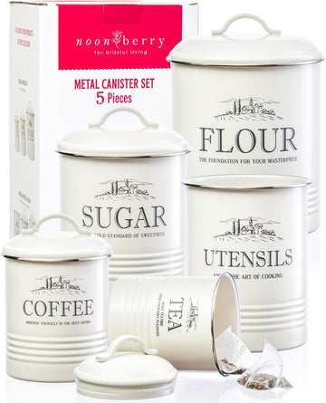 5-Piece Farmhouse Kitchen Canister Sets Counter - Set of 5