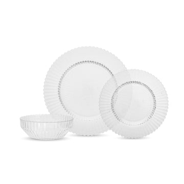 Archie Tableware, 12-Piece Glass Dinnerware Set with 4 Dinner Plates, 4 Salad/Dessert Plates and 4 Bowls