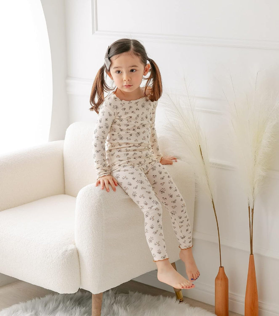 Baby Boy Girl Pajama Set 6M Kids Cute Toddler Snug fit Flower Pattern Design Pjs Cotton Sleepwear Ruffled Shirring