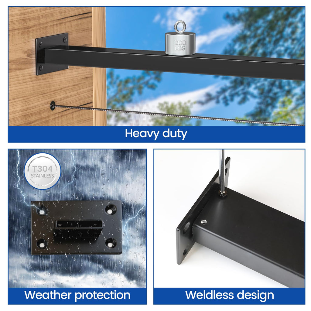 2Pack Black End Brackets HA34 for Flat Handrails
