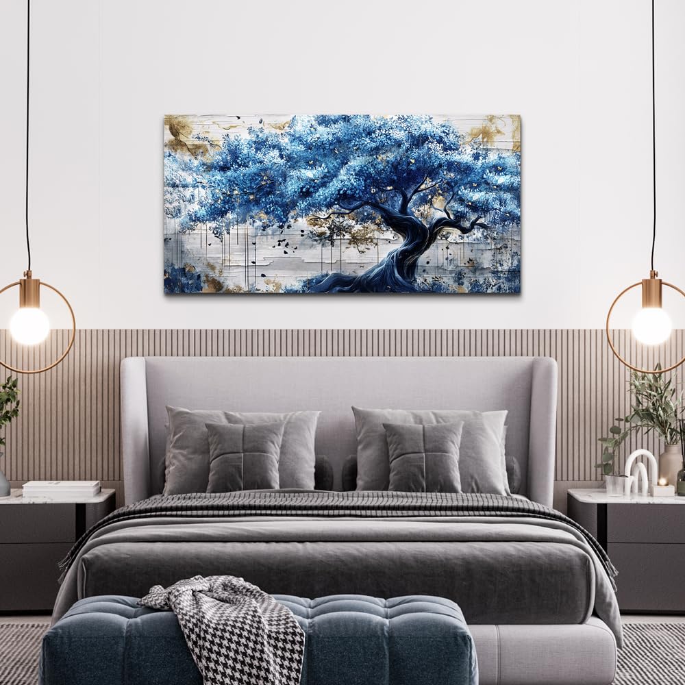 Blue Tree Wall Paintings Canvas Wall Art Large Wall Decor Office Decorations Farmhouse Abstract Watercolour Pictures