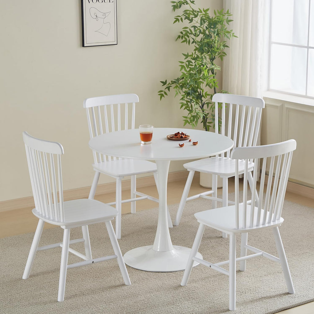 Inspired Saarinen Style White Tulip Table Round Dining Table 42", MDF and Metal Frame Large Round Kitchen Table, Can be Used Cafe Coffee and