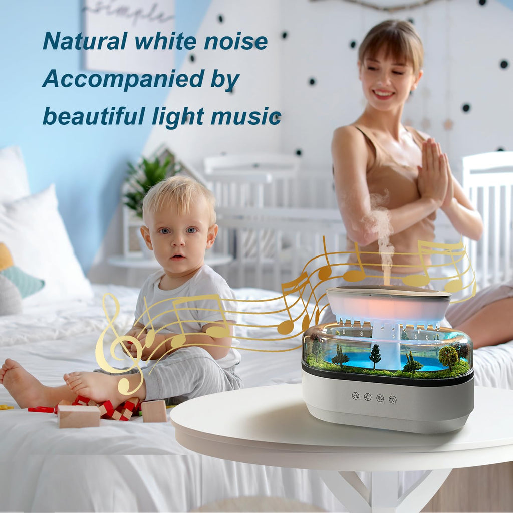 Rain Diffuser Essential Oil Diffuser, Cloud Humidifier Rain Water Drip Humidifier with Drip Music Micro