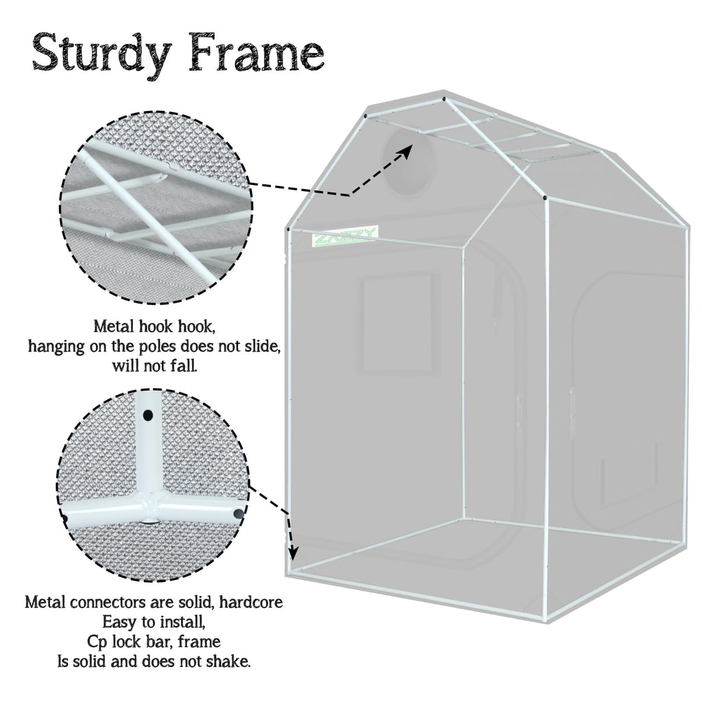 Grow Tent 60"x60"x72" Roof Cube Plant Grow Tents with Observation Window and Removable Floor Tray for Indoor Plant