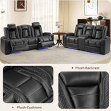 ANJ Modular Power Recliner Set: 5-Seat Home Theater Seating,3 Seat Recline Sofa and Loveseat (Center Console & Fixed