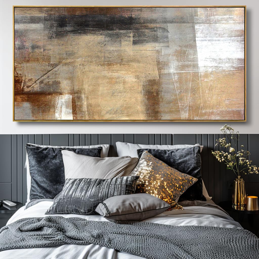 Wall Art Abstract Wall Decor Yellow Black Ink Canvas Painting Modern Artwork Bedroom Dining Room Home Office Decor