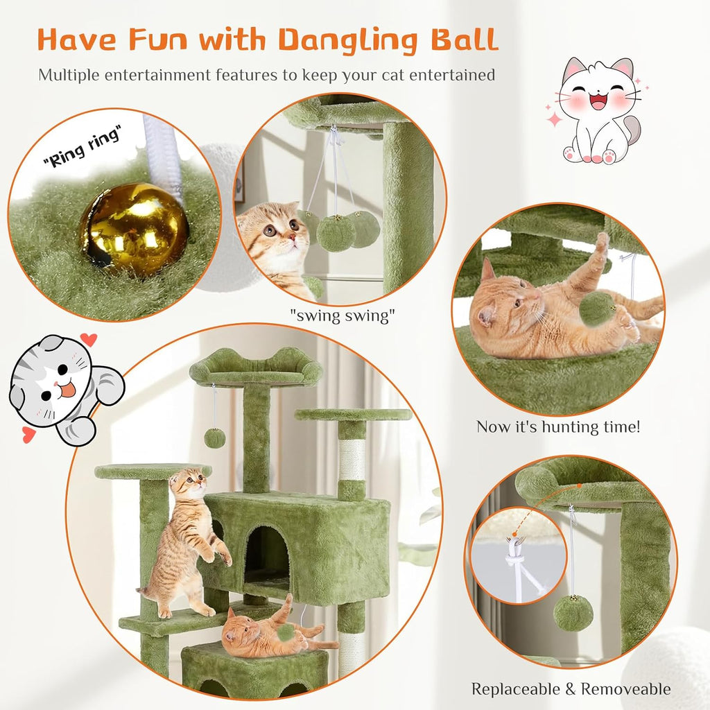 54 Inch Cat Tree Tower with Scratching Posts, Indoor Use