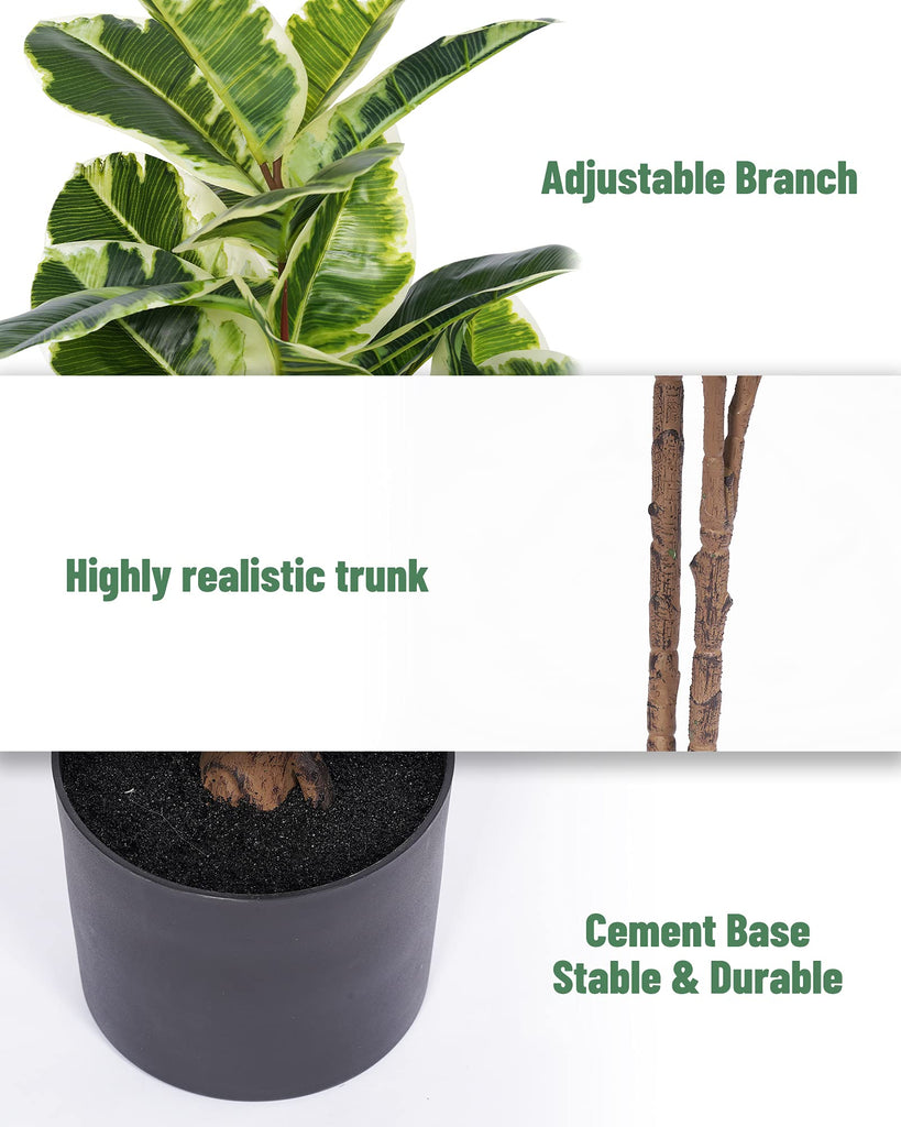 Artificial Rubber Tree Plant 43in Tall Faux Ficus Tree Potted Fake Tropical Decorative House Large Floor Artificial