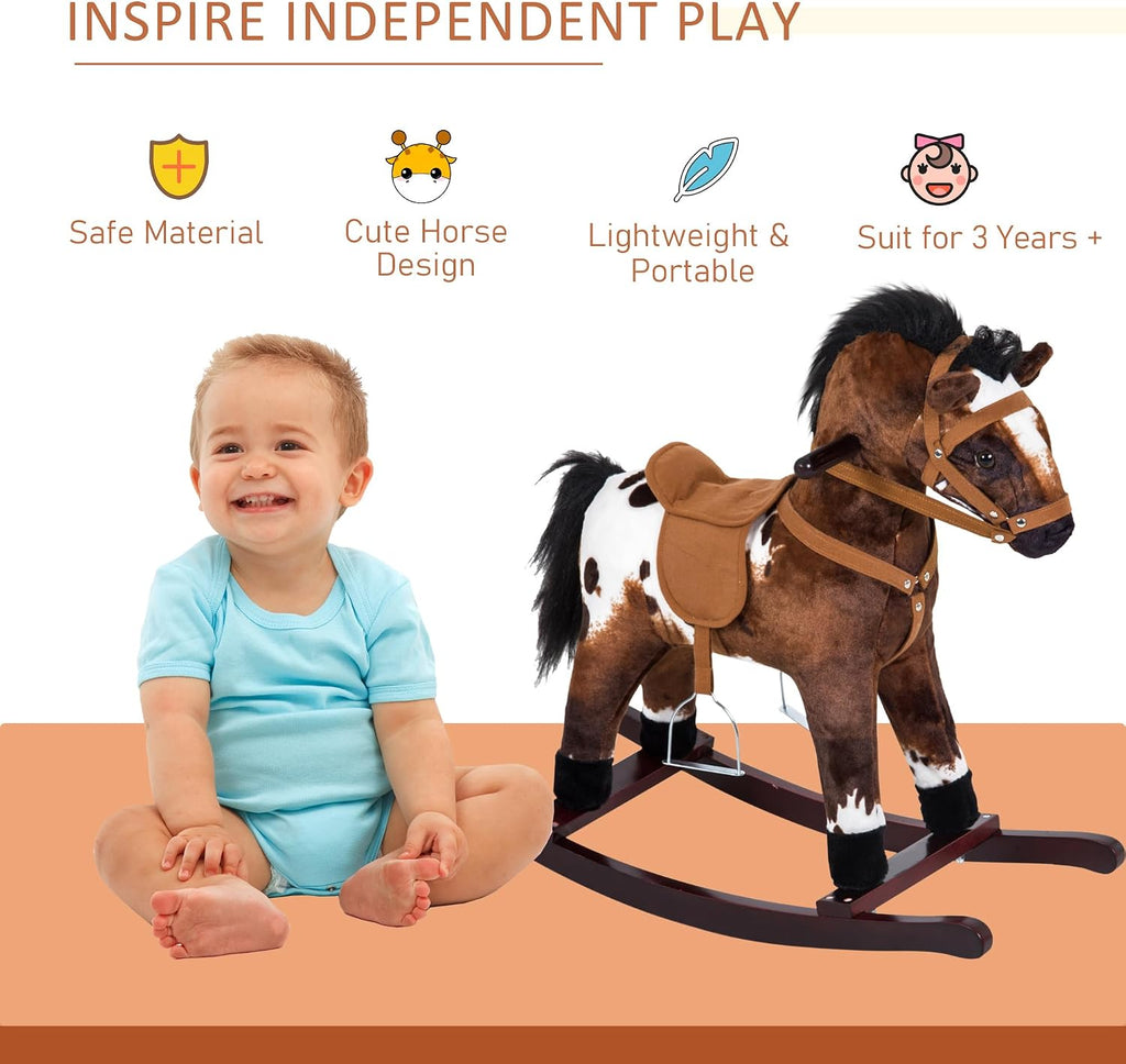 Rocking Horse Realistic Sounds for Toddlers 3-9, Dark Brown
