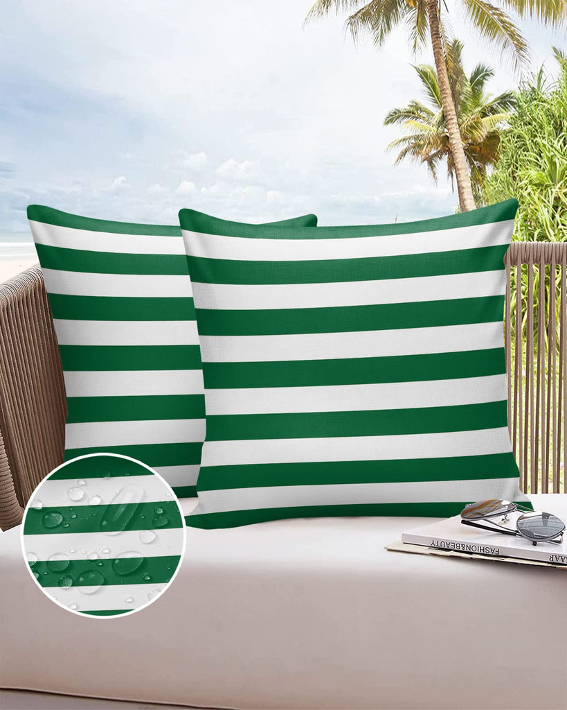 Outdoor Pillows 18x18 Waterproof Outdoor Pillow Covers Green Christmas Striped Vintage Polyester Throw Pillow Covers
