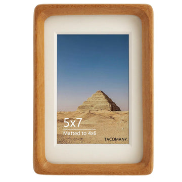 Natural Wood Photo Frames Inspired Tabletop Picture Frame with Mat, Vertical or Horizontal Display (Teak, 5x7 matted