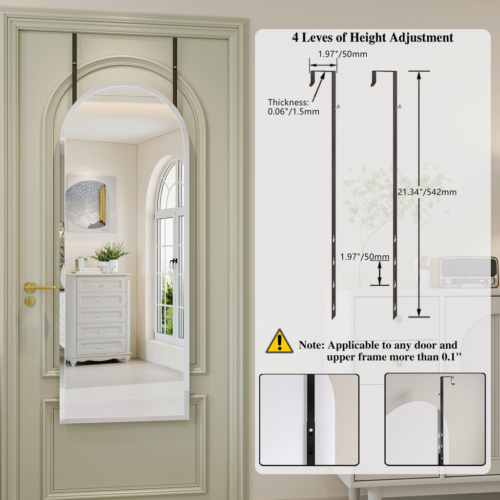 Over the Door Mirror Full Length, 48x14 Inch Frameless Door Mirror