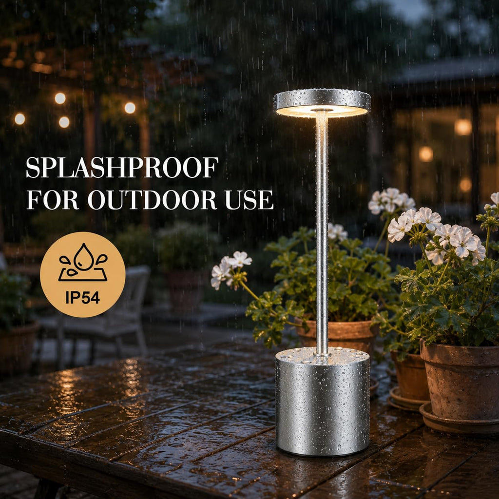 Silver Rechargeable Table Lamps 2 Pack, Cordless Battery Operated LED Desk Lamp with Touch Control, 3 Color