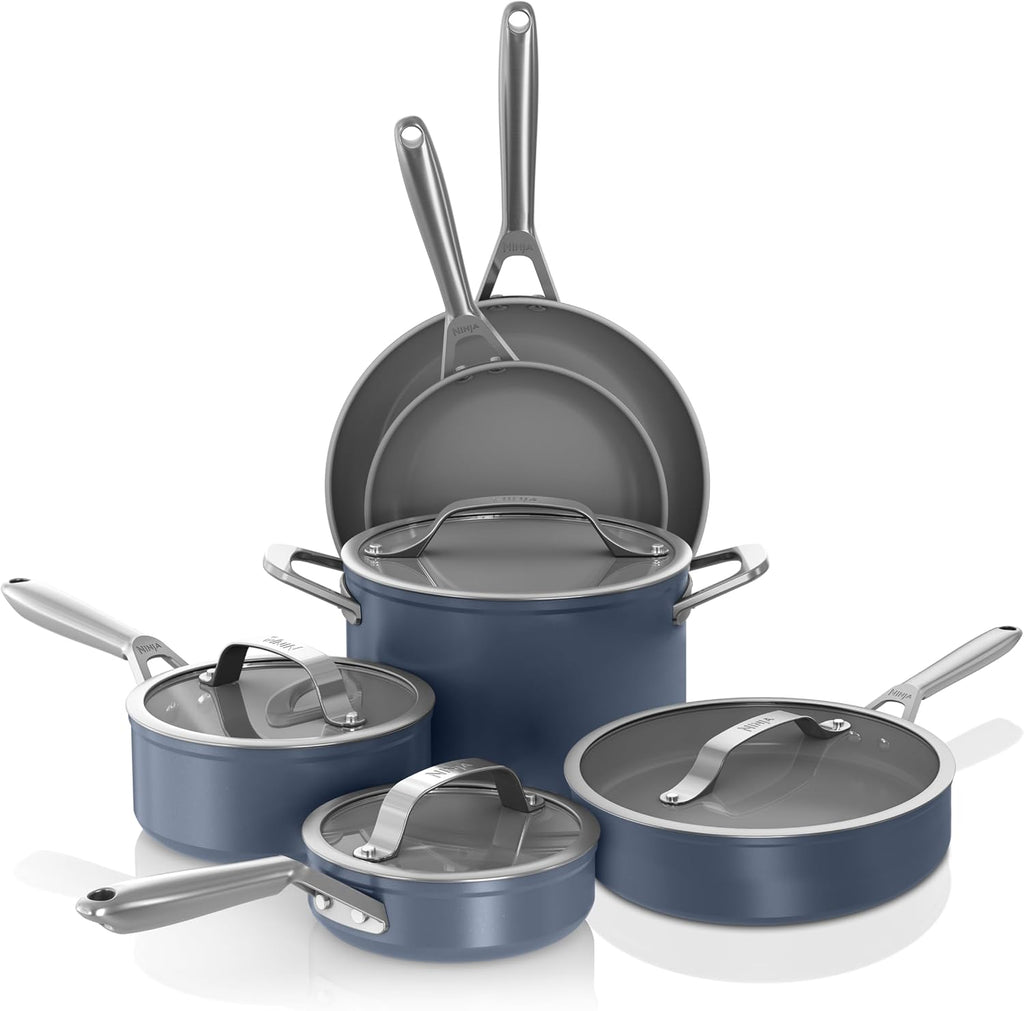 Ceramic Pro 10-Pc Cookware Set, PFAS-Free, Midnight Blue, CW39010MM | Titanium-infused ceramic, 10-year nonstick