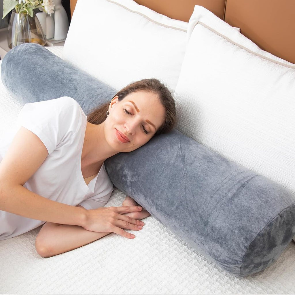 Body Pillow, Memory Foam Round Body Pillows for Adults, Firm Long Bolster Pillow for Bed, Cylinder Tube Roll Pillow