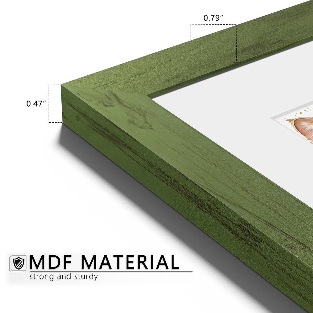 8.5x11 Picture Frame Set of 12, Gallery Wall Frames, Green Wood