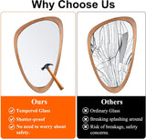 Irregular Wall Mirror Asymmetrical Bathroom Mirror, 19 x 30 Inch Wall Mounted Decorative Mirror with Wooden Frame