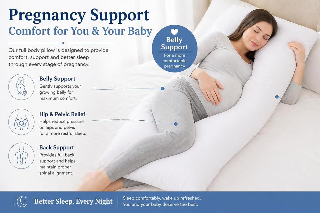 Body Pillow Insert 21"x54", Medium Support, Microfiber Fill | Ultra-soft microfiber fill provides medium support for
