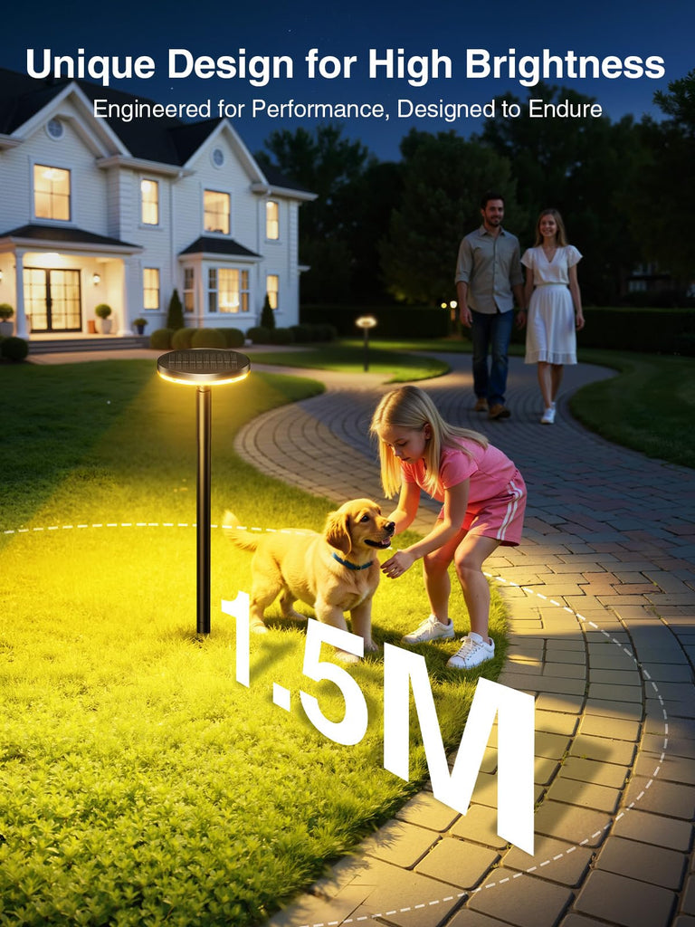 3X Larger & Taller Solar Pathway Lights Outdoor, 6 Pack Metal Solar Powered Garden Lights Waterproof, 2 Lighting