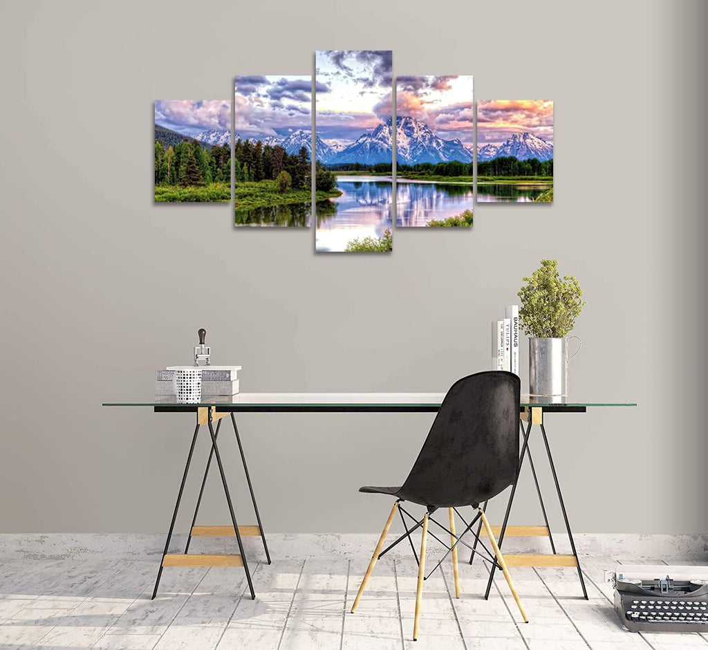 5 Pieces Grand Teton National Park Landscape Wall Art Mountain Canvas Paintings Nature Scenery Pictures Posters