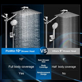 Shower Head Combo,10 Inch High Pressure Rain Shower Head with 11 in Adjustable Extension Arm and 5 Settings