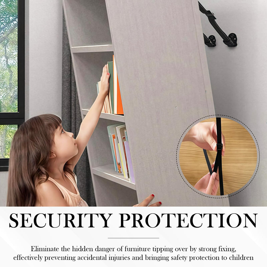 2 Pack Adjustable TV Safety Straps, Wall Anchors Prevent Falling Strap, No-Drill Adhesive Anti-Tip Furniture Anchors