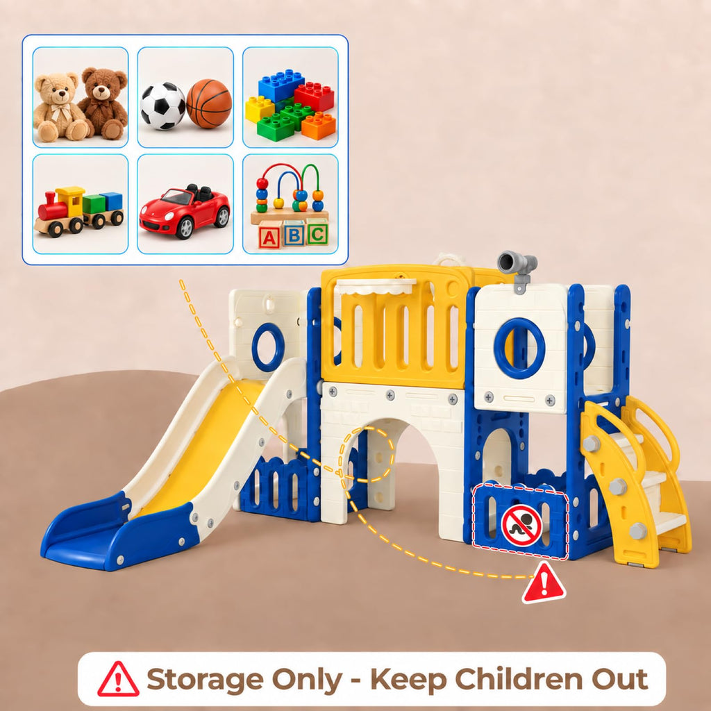 9 in 1 Toddler Slide Set, Climber Playset with Long Slope & Storage Space