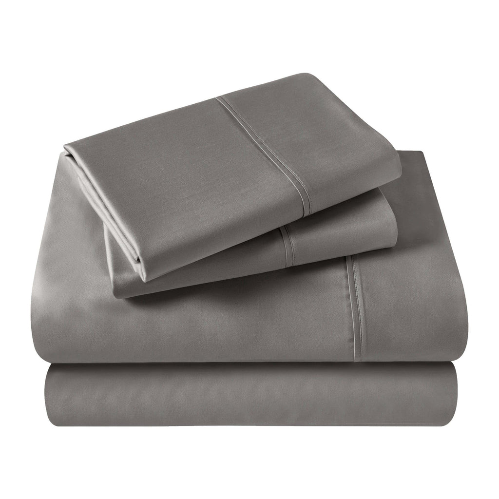 Egyptian Cotton 400 Thread Count Bed Sheet Set, 1 Elastic Deep Pocket Fitted Sheet, 1 Flat Sheet, 1 Pillowcase, Soft