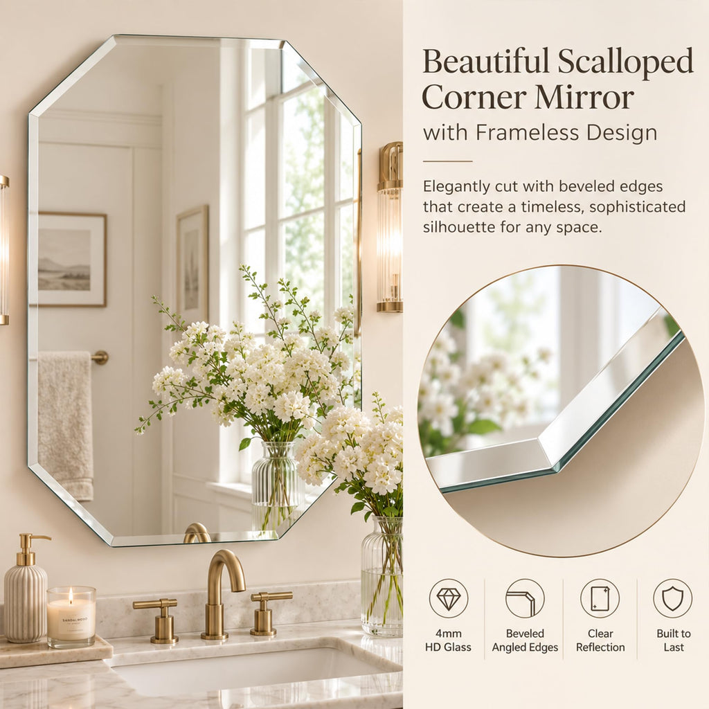 Silver Wall Mirror-Beveled Edge Frameless 24X36inch Rectangle Mirrors