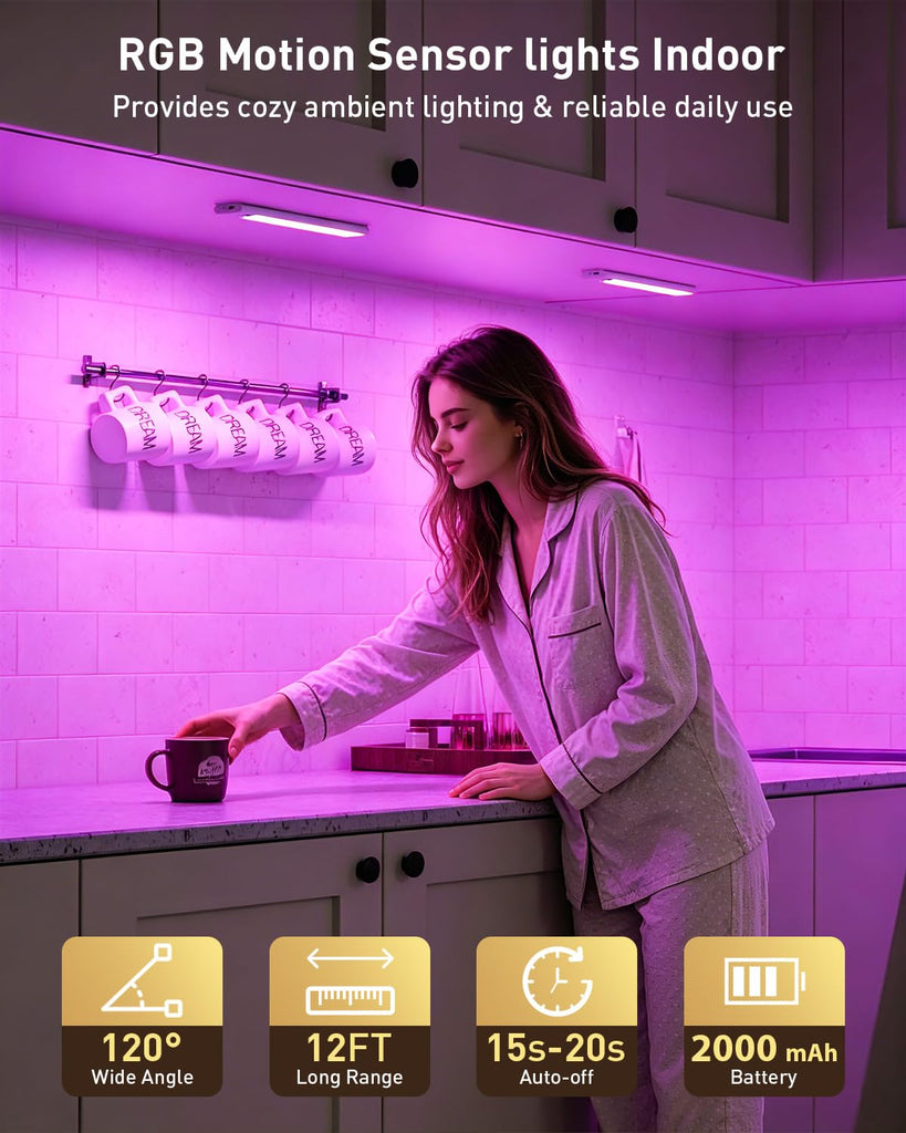 Under Cabinet Lighting, 96-LED RGB Under Counter Lights, 6 Pack