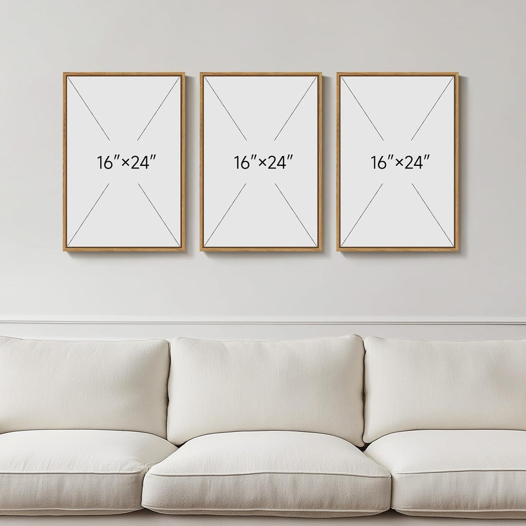 Framed Neutral Floral Botanical Wall Art Set of 3, Modern Farmhouse Flower Canvas Prints Paintings, Rustic Minimalist