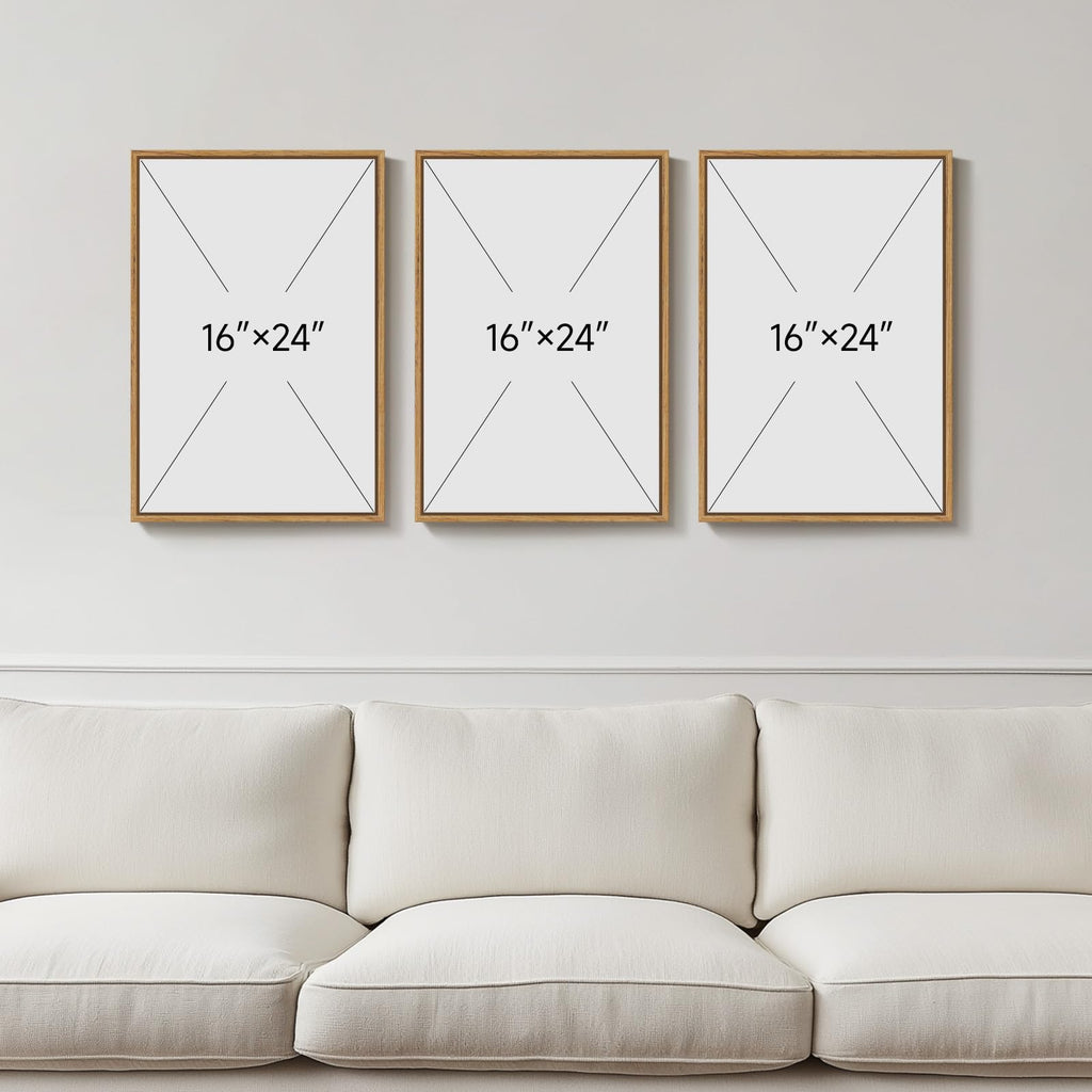 Framed Neutral Beige Abstract Wall Art, 3 Piece Set, 16x24 In