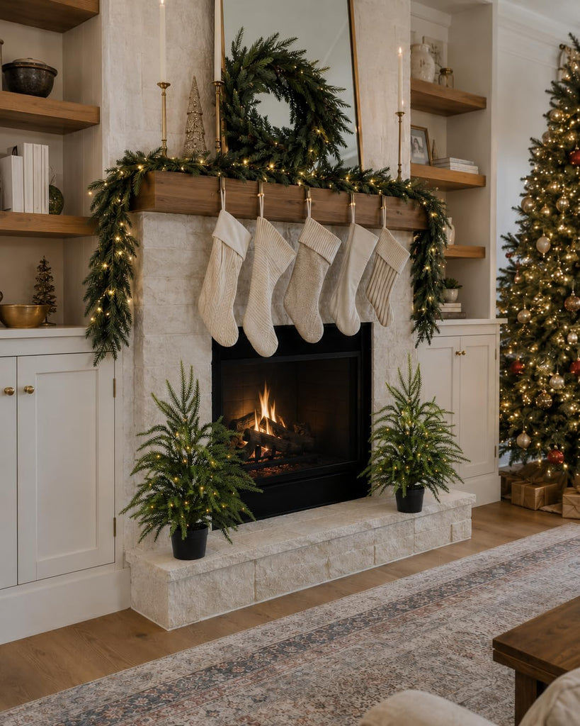 Nioclub 2FT Pre-Lit Artificial Norfolk Christmas Tree Realistic Potted Tree
