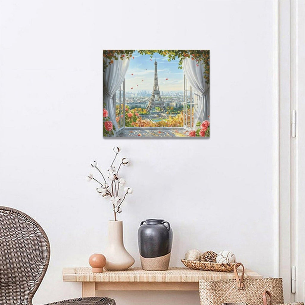 Eiffel Tower Wall Romantic Paris Pictures Wall Decor Rustic Fashion City Canvas Painting Print Flower Rose Artwork