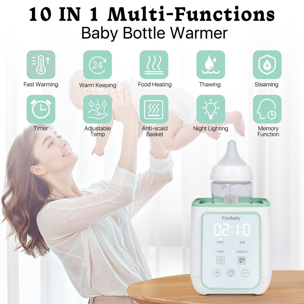 Bottle Warmer, 10-in-1 Fast Baby Bottle Warmer for Breast Milk & Formula,Milk Warmer with Multi-Temperature