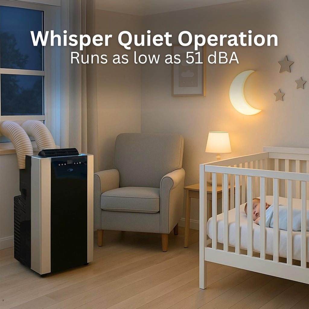 Portable Air Conditioner 14,000 BTU & Heater with Dual Hose Dehumidifier & Cooling Fan for 500 Sq Ft Rooms